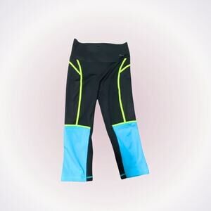 Puma black, blue, and yellow capri pants | Sz S (NO SIZE TAG)